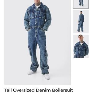 Boohoo Men's Blue Denim Jumpsuit